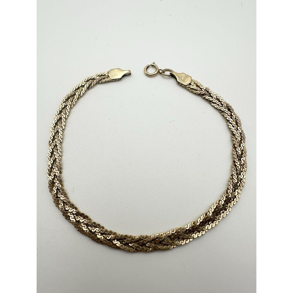 Vintage 12k Gold Filled Serpentine Chain Bracelet 7” 3.5mm Wide